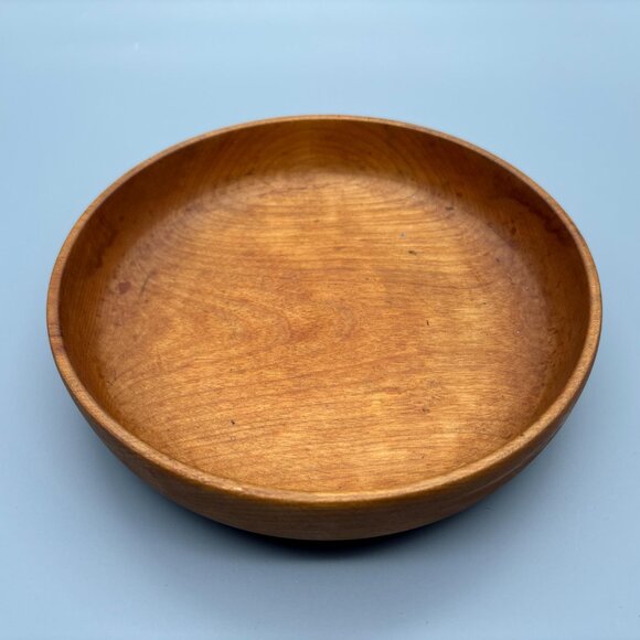Vintage 8.5" Hardwood Serving Bowl Rustic Kitchen Decor - Picture 4 of 7